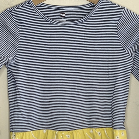 Tea Collection | Tossed Dandelions Mixed Print Dress Striped Upper Floral Skirt - Picture 2 of 6